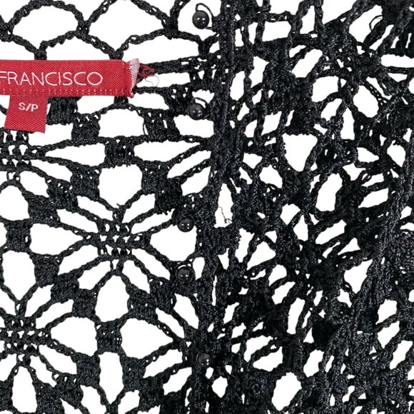 Boho Crochet Mesh Tie Up Top/Cardigan black, shrug or bolero punk, goth sz sm - Picture 9 of 13